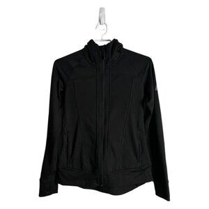 Eddie Bauer Women's Black High Route Grid Fleece Hoodie Jacket